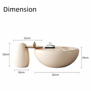 AAH Home Cream-style Coffee Table, Cute White Modern Tea Table, Irregular Indoor End Table for Living Room